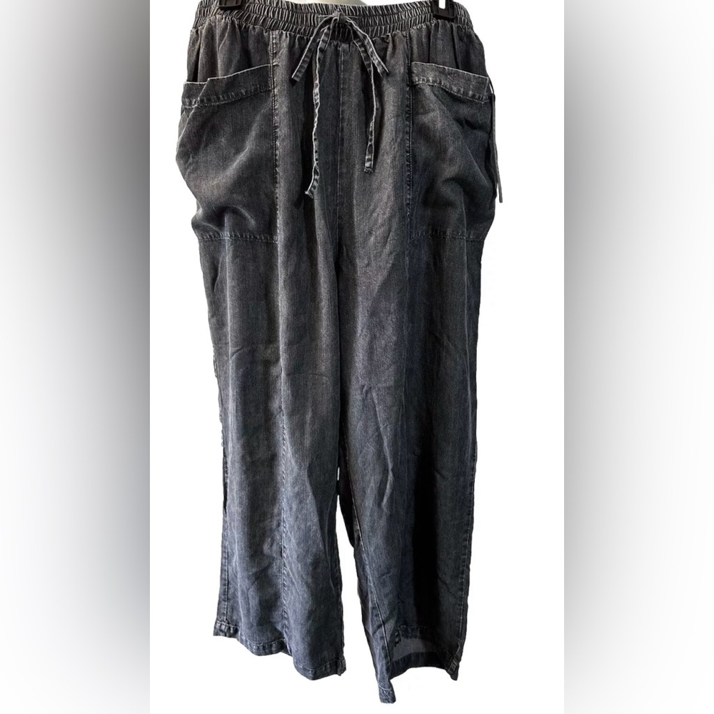NEW JANE AND DELANCEY wide leg crop pull on elastic waist Drawstring Pants  1X